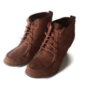 Nautica Martingale Womens Brown Suede Leather Lace Up Wedge Booties Size 10